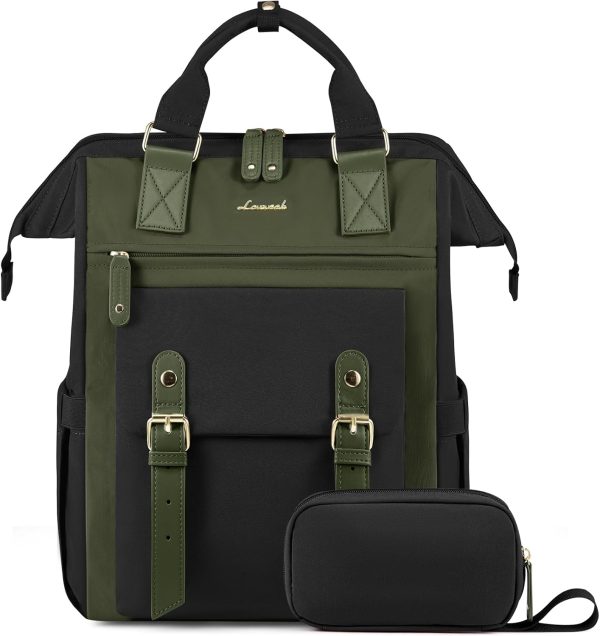 LOVEVOOK Laptop Backpack for Women Work Travel Backpack Purse, Commuter Business Computer Bag Teacher Nurse Bags, College School Backpack Student Bookbag with Multi-Pockets, 15.6 Inch, Black-brown - Image 385