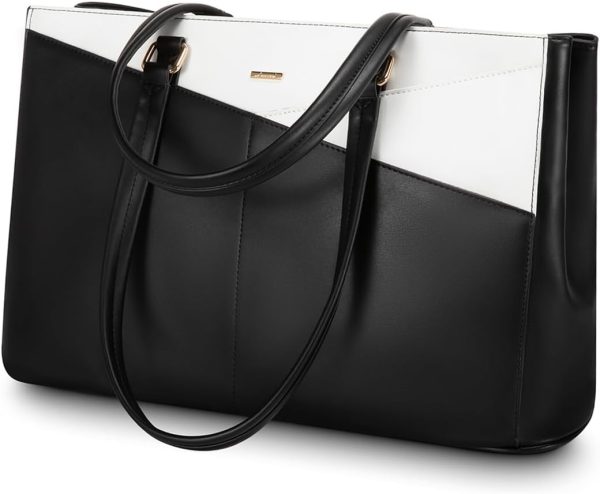 LOVEVOOK Laptop Tote Bag for Women 15.6 Inch Waterproof Leather Computer Bags Business Office Work Briefcase Black - Image 49