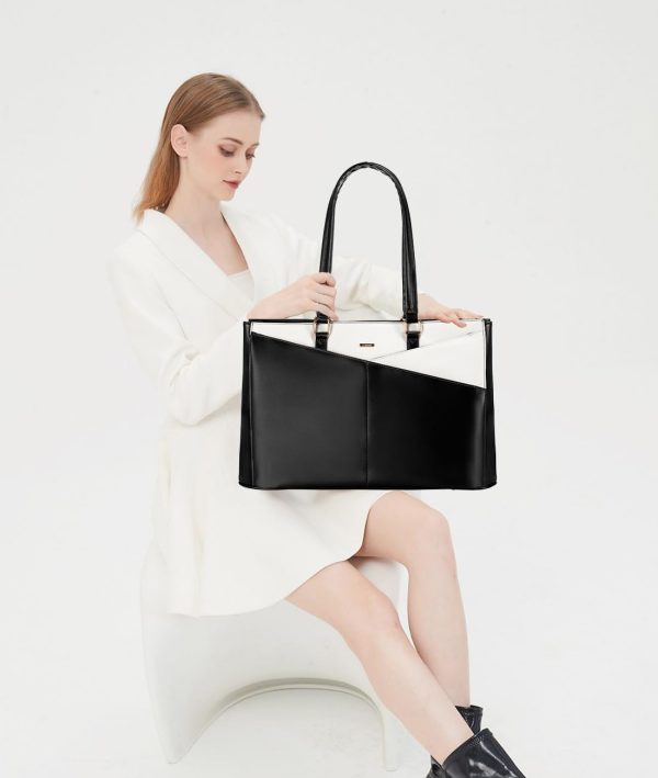 LOVEVOOK Laptop Tote Bag for Women 15.6 Inch Waterproof Leather Computer Bags Business Office Work Briefcase Black - Image 51