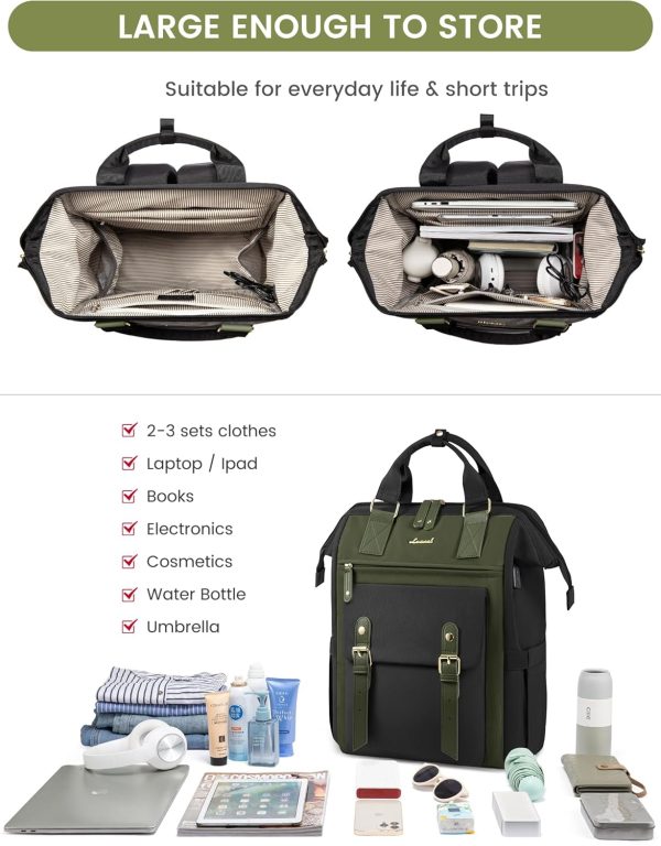 LOVEVOOK Laptop Backpack for Women Work Travel Backpack Purse, Commuter Business Computer Bag Teacher Nurse Bags, College School Backpack Student Bookbag with Multi-Pockets, 15.6 Inch, Black-brown - Image 388