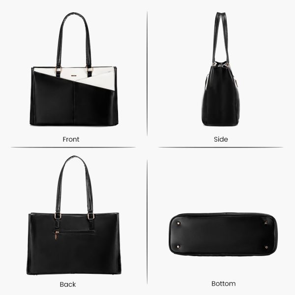 LOVEVOOK Laptop Tote Bag for Women 15.6 Inch Waterproof Leather Computer Bags Business Office Work Briefcase Black - Image 55