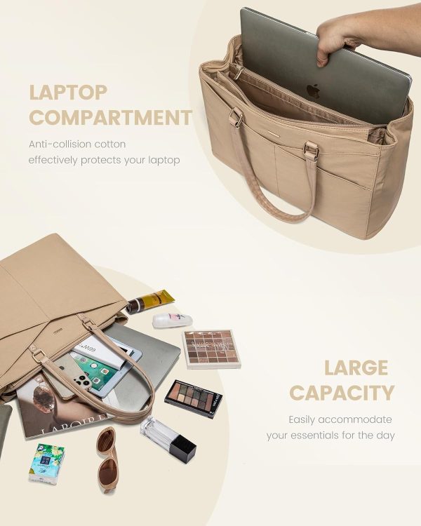 LOVEVOOK Laptop Tote Bag for Women 15.6 Inch Waterproof Leather Computer Bags Business Office Work Briefcase Black - Image 59