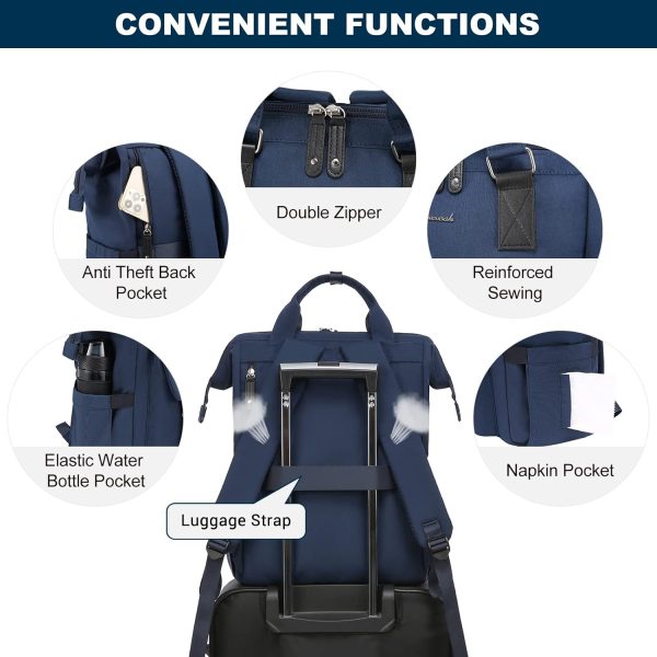 LOVEVOOK Laptop Backpack for Women Work Travel Backpack Purse, Commuter Business Computer Bag Teacher Nurse Bags, College School Backpack Student Bookbag with Multi-Pockets, 15.6 Inch, Black-brown - Image 396