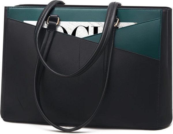 LOVEVOOK Laptop Tote Bag for Women 15.6 Inch Waterproof Leather Computer Bags Business Office Work Briefcase Black - Image 64