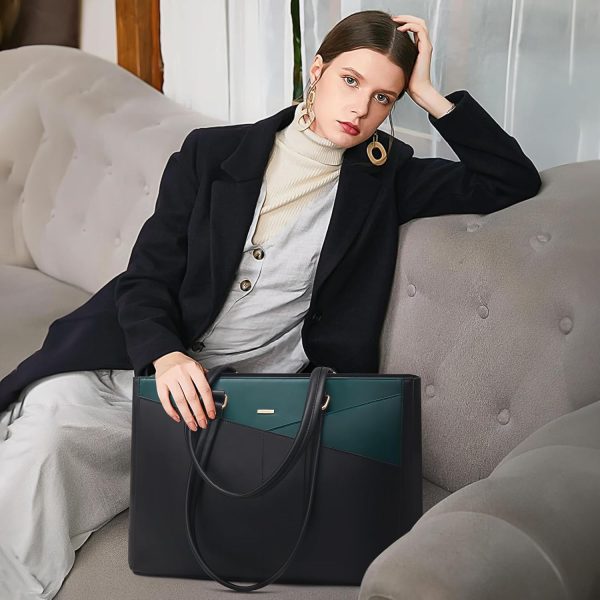 LOVEVOOK Laptop Tote Bag for Women 15.6 Inch Waterproof Leather Computer Bags Business Office Work Briefcase Black - Image 65