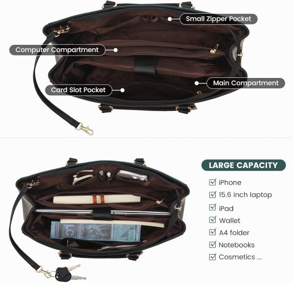 LOVEVOOK Laptop Tote Bag for Women 15.6 Inch Waterproof Leather Computer Bags Business Office Work Briefcase Black - Image 67