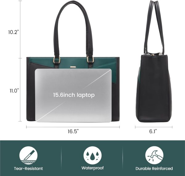 LOVEVOOK Laptop Tote Bag for Women 15.6 Inch Waterproof Leather Computer Bags Business Office Work Briefcase Black - Image 68