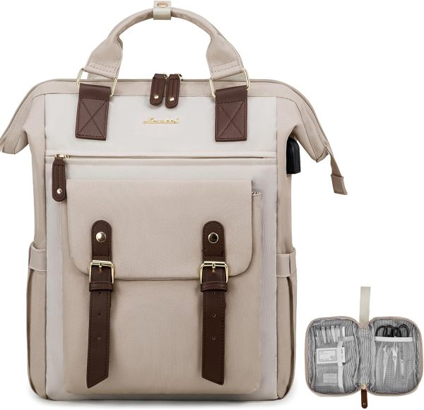 LOVEVOOK Laptop Backpack for Women Work Travel Backpack Purse, Commuter Business Computer Bag Teacher Nurse Bags, College School Backpack Student Bookbag with Multi-Pockets, 15.6 Inch, Black-brown - Image 399