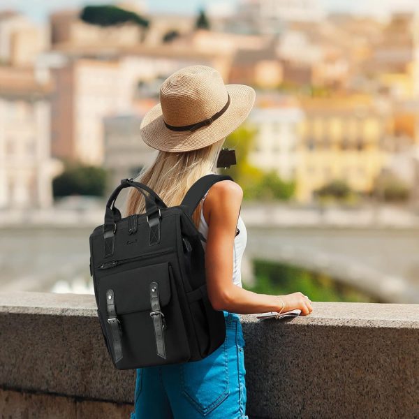 LOVEVOOK Laptop Backpack for Women Work Travel Backpack Purse, Commuter Business Computer Bag Teacher Nurse Bags, College School Backpack Student Bookbag with Multi-Pockets, 15.6 Inch, Black-brown - Image 405