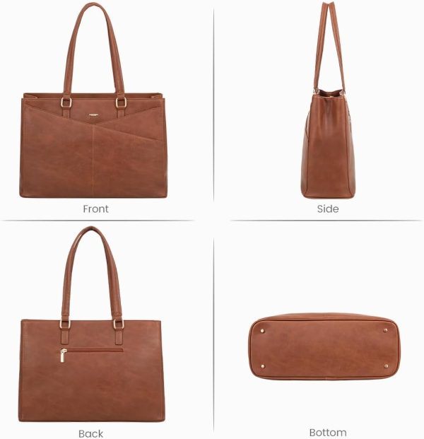 LOVEVOOK Laptop Tote Bag for Women 15.6 Inch Waterproof Leather Computer Bags Business Office Work Briefcase Black - Image 79