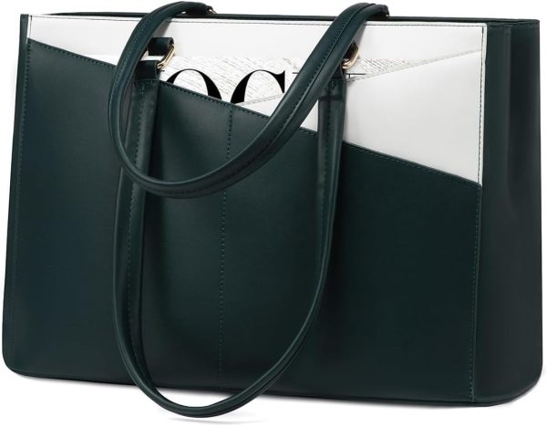LOVEVOOK Laptop Tote Bag for Women 15.6 Inch Waterproof Leather Computer Bags Business Office Work Briefcase Black - Image 81