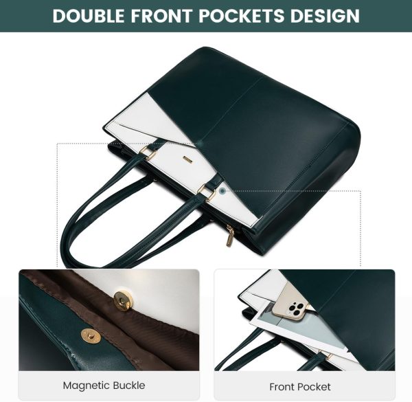 LOVEVOOK Laptop Tote Bag for Women 15.6 Inch Waterproof Leather Computer Bags Business Office Work Briefcase Black - Image 83