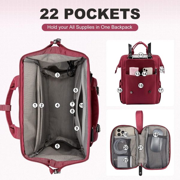 LOVEVOOK Laptop Backpack for Women Work Travel Backpack Purse, Commuter Business Computer Bag Teacher Nurse Bags, College School Backpack Student Bookbag with Multi-Pockets, 15.6 Inch, Black-brown - Image 412
