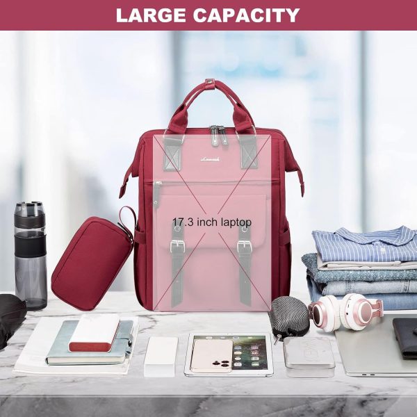 LOVEVOOK Laptop Backpack for Women Work Travel Backpack Purse, Commuter Business Computer Bag Teacher Nurse Bags, College School Backpack Student Bookbag with Multi-Pockets, 15.6 Inch, Black-brown - Image 413