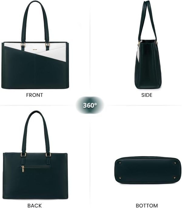 LOVEVOOK Laptop Tote Bag for Women 15.6 Inch Waterproof Leather Computer Bags Business Office Work Briefcase Black - Image 88