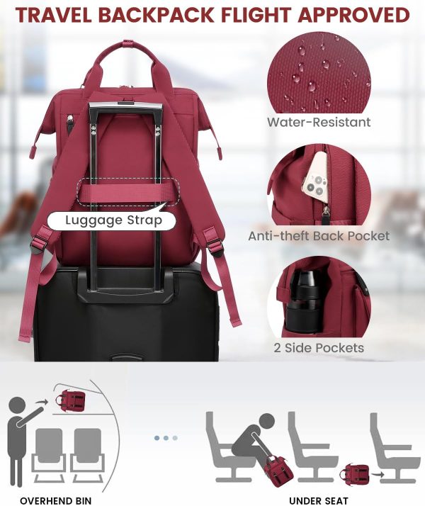 LOVEVOOK Laptop Backpack for Women Work Travel Backpack Purse, Commuter Business Computer Bag Teacher Nurse Bags, College School Backpack Student Bookbag with Multi-Pockets, 15.6 Inch, Black-brown - Image 414