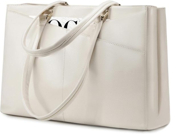 LOVEVOOK Laptop Tote Bag for Women 15.6 Inch Waterproof Leather Computer Bags Business Office Work Briefcase Black - Image 89