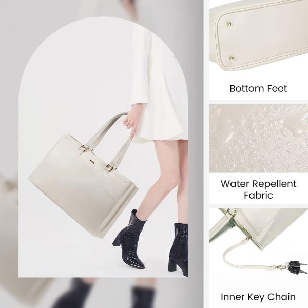 LOVEVOOK Laptop Tote Bag for Women 15.6 Inch Waterproof Leather Computer Bags Business Office Work Briefcase Black - Image 92