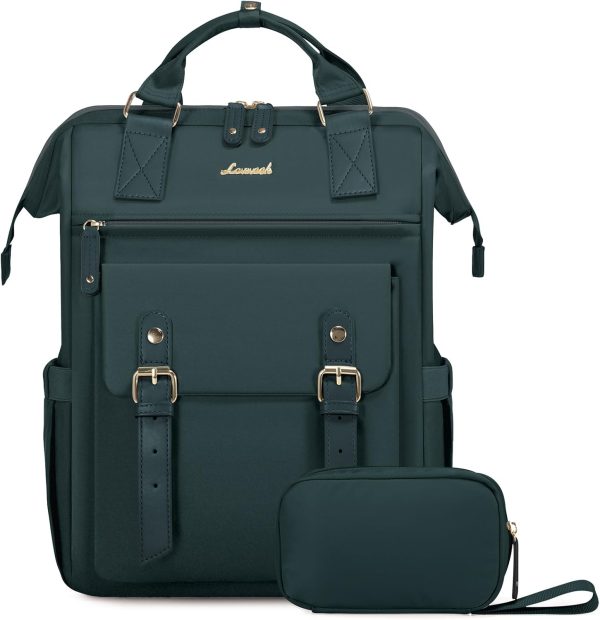 LOVEVOOK Laptop Backpack for Women Work Travel Backpack Purse, Commuter Business Computer Bag Teacher Nurse Bags, College School Backpack Student Bookbag with Multi-Pockets, 15.6 Inch, Black-brown - Image 422