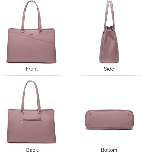 LOVEVOOK Laptop Tote Bag for Women 15.6 Inch Waterproof Leather Computer Bags Business Office Work Briefcase Black - Image 115