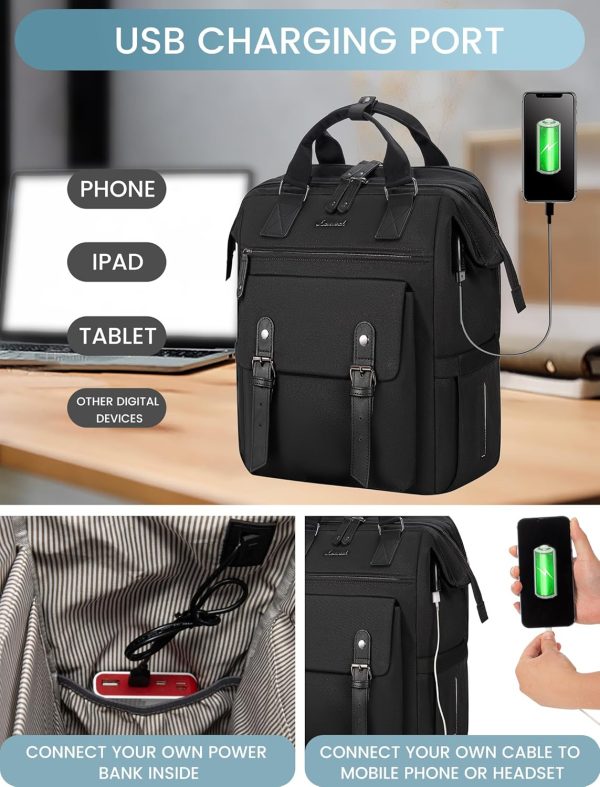 LOVEVOOK Laptop Backpack for Women Work Travel Backpack Purse, Commuter Business Computer Bag Teacher Nurse Bags, College School Backpack Student Bookbag with Multi-Pockets, 15.6 Inch, Black-brown - Image 438