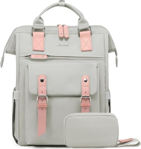 LOVEVOOK Laptop Backpack for Women Work Travel Backpack Purse, Commuter Business Computer Bag Teacher Nurse Bags, College School Backpack Student Bookbag with Multi-Pockets, 15.6 Inch, Black-brown - Image 440
