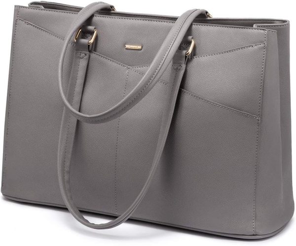 LOVEVOOK Laptop Tote Bag for Women 15.6 Inch Waterproof Leather Computer Bags Business Office Work Briefcase Black - Image 124