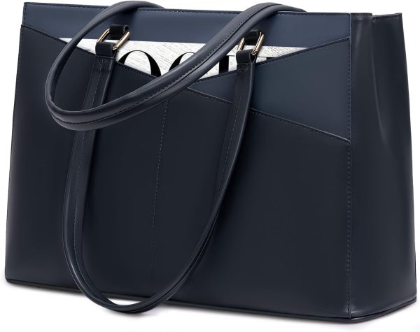 LOVEVOOK Laptop Tote Bag for Women 15.6 Inch Waterproof Leather Computer Bags Business Office Work Briefcase Black - Image 131
