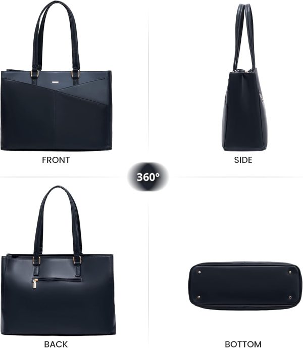 LOVEVOOK Laptop Tote Bag for Women 15.6 Inch Waterproof Leather Computer Bags Business Office Work Briefcase Black - Image 137
