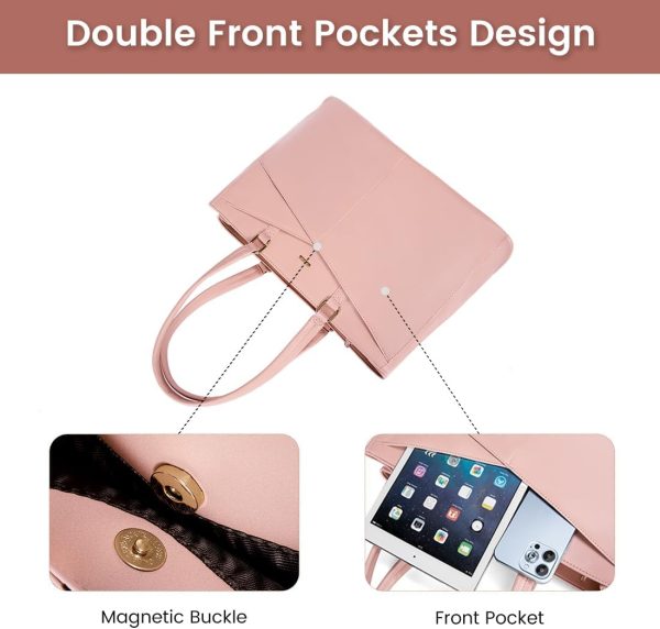 LOVEVOOK Laptop Tote Bag for Women 15.6 Inch Waterproof Leather Computer Bags Business Office Work Briefcase Black - Image 154