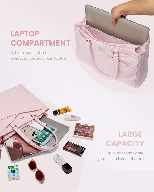 LOVEVOOK Laptop Tote Bag for Women 15.6 Inch Waterproof Leather Computer Bags Business Office Work Briefcase Black - Image 163