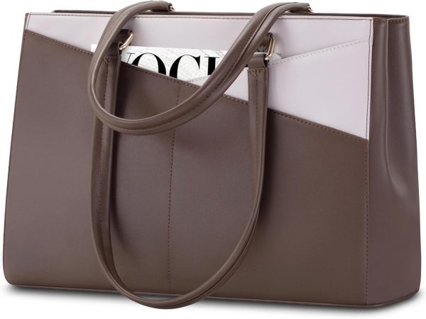 LOVEVOOK Laptop Tote Bag for Women 15.6 Inch Waterproof Leather Computer Bags Business Office Work Briefcase Black - Image 168