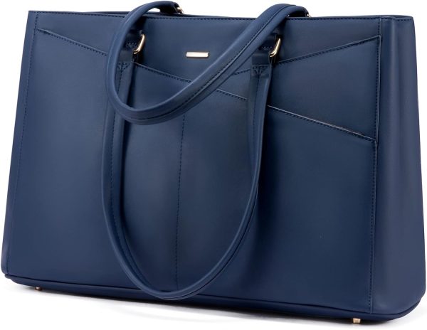 LOVEVOOK Laptop Tote Bag for Women 15.6 Inch Waterproof Leather Computer Bags Business Office Work Briefcase Black - Image 174