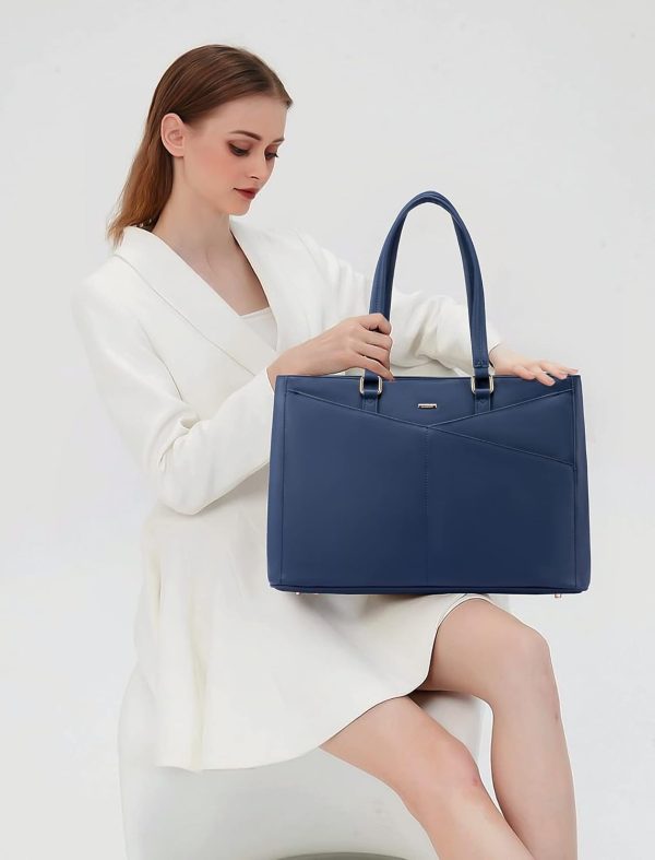 LOVEVOOK Laptop Tote Bag for Women 15.6 Inch Waterproof Leather Computer Bags Business Office Work Briefcase Black - Image 180