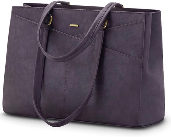 LOVEVOOK Laptop Tote Bag for Women 15.6 Inch Waterproof Leather Computer Bags Business Office Work Briefcase Black - Image 182
