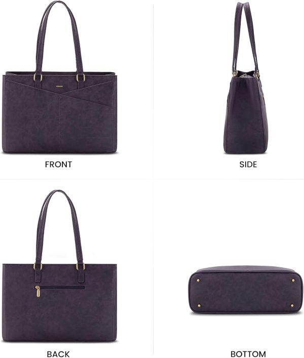 LOVEVOOK Laptop Tote Bag for Women 15.6 Inch Waterproof Leather Computer Bags Business Office Work Briefcase Black - Image 188
