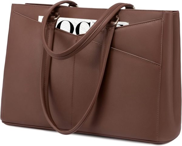 LOVEVOOK Laptop Tote Bag for Women 15.6 Inch Waterproof Leather Computer Bags Business Office Work Briefcase Black - Image 189