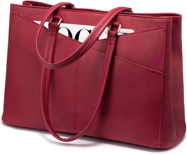 LOVEVOOK Laptop Tote Bag for Women 15.6 Inch Waterproof Leather Computer Bags Business Office Work Briefcase Black - Image 196