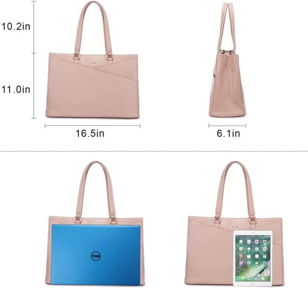 LOVEVOOK Laptop Tote Bag for Women 15.6 Inch Waterproof Leather Computer Bags Business Office Work Briefcase Black - Image 216