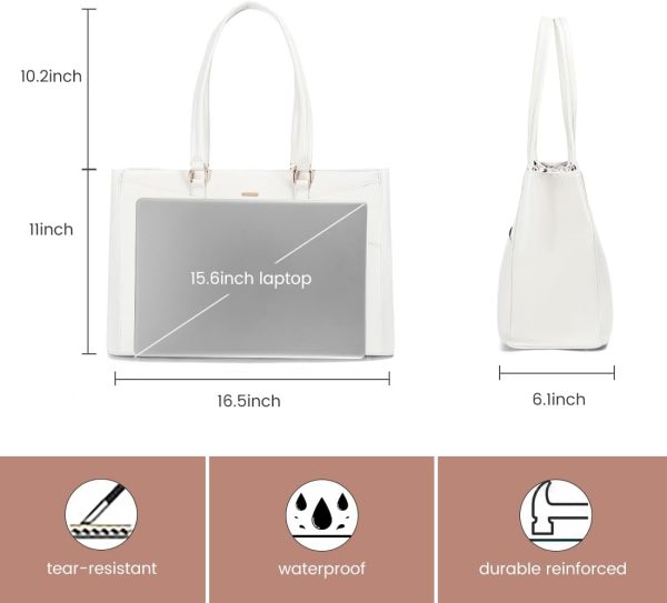 LOVEVOOK Laptop Tote Bag for Women 15.6 Inch Waterproof Leather Computer Bags Business Office Work Briefcase Black - Image 221