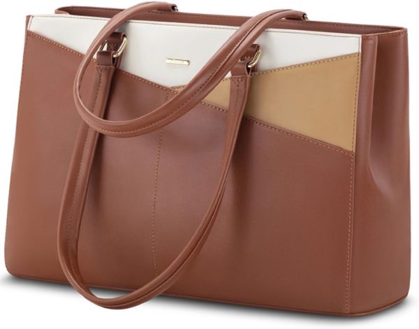 LOVEVOOK Laptop Tote Bag for Women 15.6 Inch Waterproof Leather Computer Bags Business Office Work Briefcase Black - Image 226