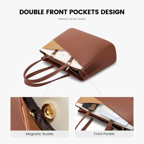 LOVEVOOK Laptop Tote Bag for Women 15.6 Inch Waterproof Leather Computer Bags Business Office Work Briefcase Black - Image 228