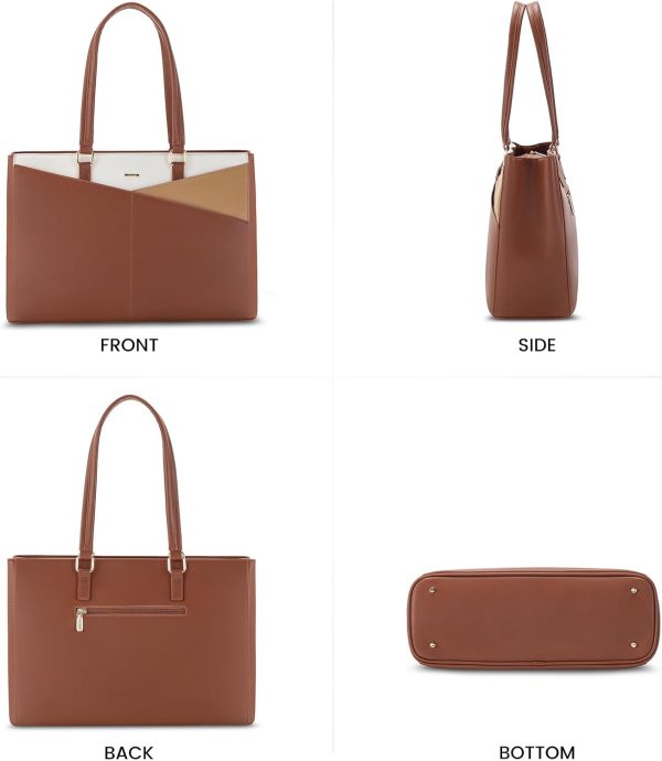 LOVEVOOK Laptop Tote Bag for Women 15.6 Inch Waterproof Leather Computer Bags Business Office Work Briefcase Black - Image 232