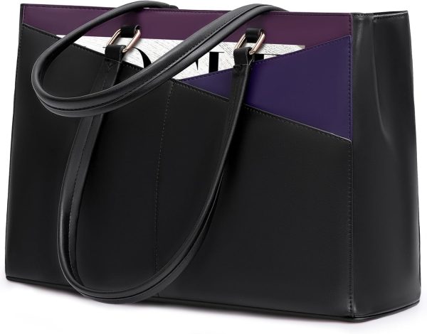 LOVEVOOK Laptop Tote Bag for Women 15.6 Inch Waterproof Leather Computer Bags Business Office Work Briefcase Black - Image 241
