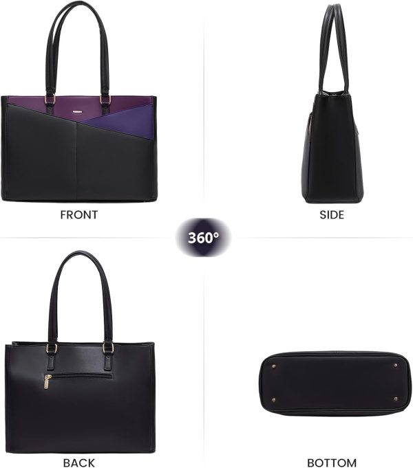 LOVEVOOK Laptop Tote Bag for Women 15.6 Inch Waterproof Leather Computer Bags Business Office Work Briefcase Black - Image 247
