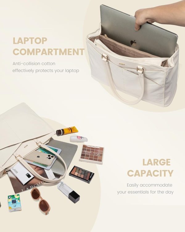 LOVEVOOK Laptop Tote Bag for Women 15.6 Inch Waterproof Leather Computer Bags Business Office Work Briefcase Black - Image 258
