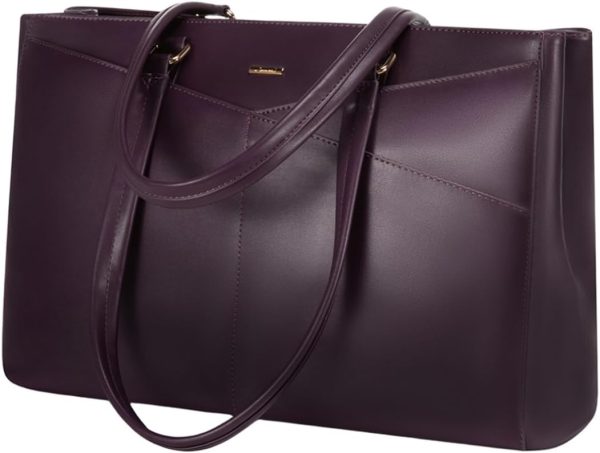 LOVEVOOK Laptop Tote Bag for Women 15.6 Inch Waterproof Leather Computer Bags Business Office Work Briefcase Black - Image 263