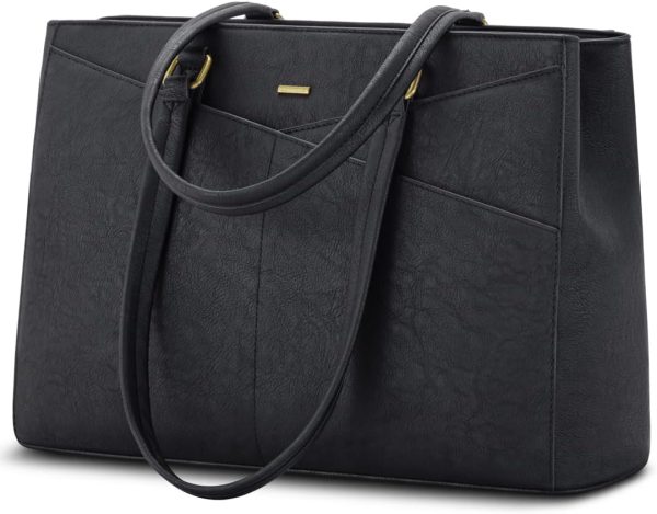 LOVEVOOK Laptop Tote Bag for Women 15.6 Inch Waterproof Leather Computer Bags Business Office Work Briefcase Black - Image 270