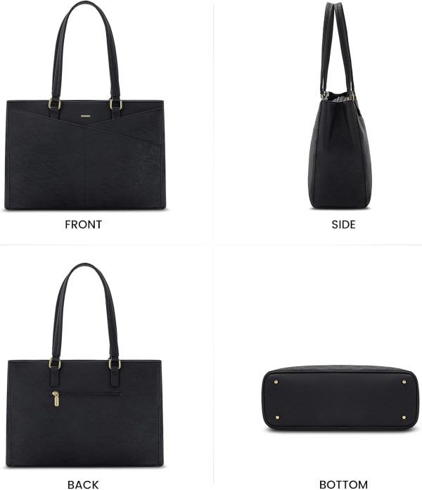 LOVEVOOK Laptop Tote Bag for Women 15.6 Inch Waterproof Leather Computer Bags Business Office Work Briefcase Black - Image 276