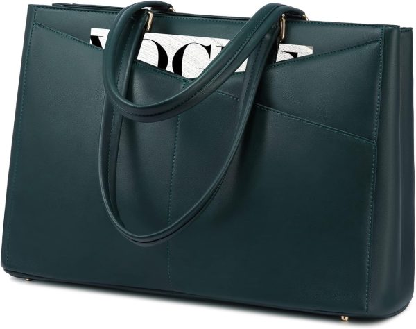 LOVEVOOK Laptop Tote Bag for Women 15.6 Inch Waterproof Leather Computer Bags Business Office Work Briefcase Black - Image 278